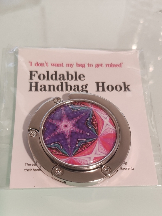 Accessories - Foldable Handbag Hook with Pink & Purple Mandala